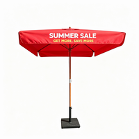 Parasol publicitaire carré d'extérieur pour terrasse, avec mât en bois, parasol de plage en bambou, parasol de café promotionnel