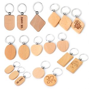 Ébauches de porte-clés en bois à graver pour cadeaux DIY et artisanat, porte-clés vierges en bois pour gravure laser - Product Image 5