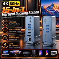Docking Station USB C Xput 15 in 1 MST Triple Display 4K 60Hz DP Multiport Hub Adaptor Data 10Gbps dengan Basis Putar untuk Laptop