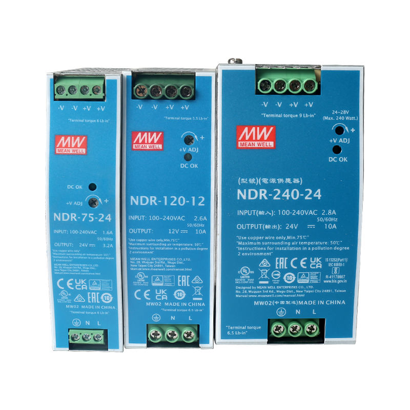Mean Well NDR-75/120/240/480 12V 24V 48V Din Rail Power Supply 75W 120W 240W 480W 5A 10A 20A Meanwell Switching Power Supply
