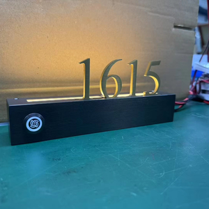 Plaques de porte modernes en acier inoxydable avec éclairage LED, résistantes à l'eau, durables, numéros de maison pour extérieur, école, hôtel, appartement - Product Image 1