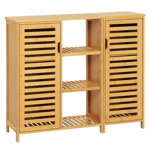 Bamboo <b>Sideboard</b> Multi Tiered Shelf <b>Storage</b> Cabinet Modern Minimalist Design Living Room Furniture - Product Image 2