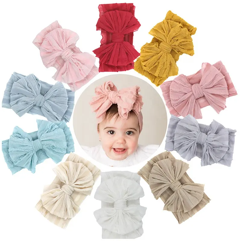 Wholesale New Stretch Elastic Bows Baby Soft Colorful Bullet Fabric Headband Baby Girl Headband For Baby