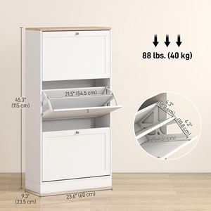 SENYU Homcom Meuble à chaussures autoportant moderne avec 2 étagères, rangement gain de place pour entrée, mobilier de maison, design scandinave - Product Image 3