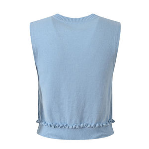<span class=keywords><strong>Cardigan</strong></span> bleu clair à col rond <span class=keywords><strong>ou</strong></span> <span class=keywords><strong>gilet</strong></span> sans manches pour femmes haut en tricot Stringy Selvedge Lady - Product Image 4