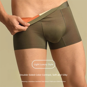 Boxers pour hommes en modal 100s, sans couture, tailles <span class=keywords><strong>L</strong></span>-4XL, entrejambe en soie, sous-vêtements premium en une seule pièce - Product Image 3