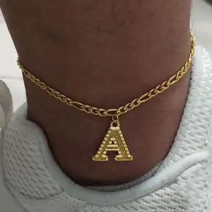 תכשיטים Anklets מותאם אישית נירוסטה חוף קובני קישור צמיד צמיד זהב מצופה ראשוני פרפר צמיד לנשים