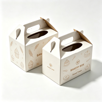 Boîte en carton ondulé écologique et recyclable, boîte imprimée avec poignée, carton de boulangerie pour l'emballage de gâteaux, pâtisseries et desserts