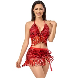 Vestito <span class=keywords><strong>da</strong></span> donna metallizzato Rave lucido Crop Top reggiseno gonna frangia <span class=keywords><strong>Costume</strong></span> <span class=keywords><strong>da</strong></span> bagno festival musicali Halloween Cosplay <span class=keywords><strong>alieno</strong></span> <span class=keywords><strong>Costume</strong></span> - Product Image 2