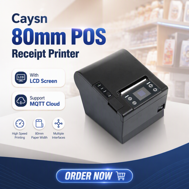 80mm Thermal POS Receipt Barcode Printer with Wireless Bluetooth WiFi USB LAN Support MQTT Cloud Printing