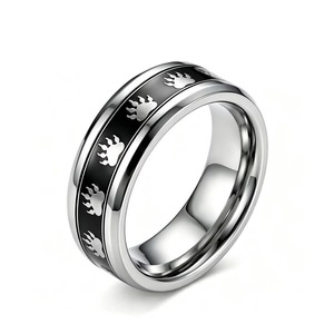 Anello Elegante in Acciaio Inossidabile da 8mm, Gioiello con Motivo a Ragno su Sfondo Rosso, Alta Qualità per Uomo e Donna - Product Image 6