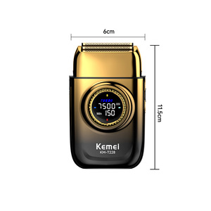เครื่องโกนหนวดไฟฟ้าเคเมอิ KM-T228 ตัวเครื่องโลหะแบบชาร์จไฟได้ IPX7 กันน้ำสำหรับผู้ชาย 6 ซม. x 11.5 ซม. - Product Image 1