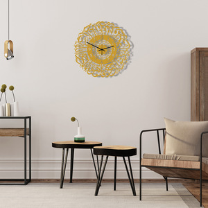 Horloges murales islamiques en métal, art de style <span class=keywords><strong>ethnique</strong></span> du Moyen-Orient, art du fer, horloges murales silencieuses de décoration de salon, vente en gros - Product Image 5