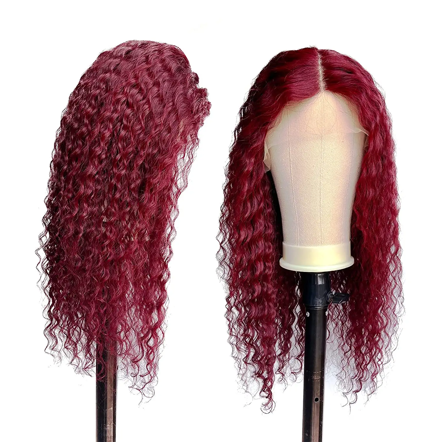 Wholesale Cheap real Human Wig 99J deep wave Lace Front Virgin Brazilian Cuticle Aligned Lace Human red Hair Wig for black women