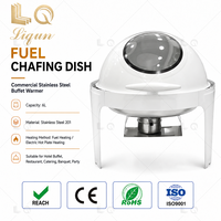 LQ Réchaud de buffet hydraulique visuel blanc uni 6L en acier inoxydable avec couvercle en verre épaissi, alimentation électrique, pour banquets et mariages, vente en gros