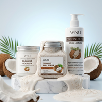 Crème corporelle hydratante WNU OEM à l'huile de coco et à l'huile essentielle de Centella, blanchissante, non irritante, parfum longue durée, lotion exfoliante