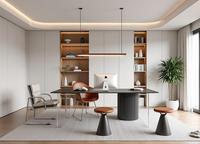 Bureau-bibliothèque moderne sur mesure pour hôtel et appartement, éco-responsable (niveau ENF), modulaire, avec choix multiples de panneaux, direct usine