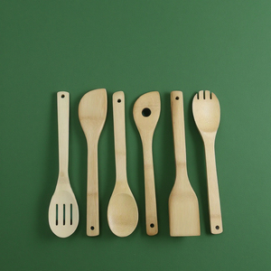 ชุดช้อนไม้ไผ่6ชิ้นสำหรับทำอาหารอุปกรณ์ทำอาหาร - Product Image 1