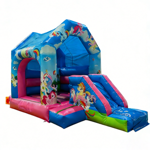 Château <span class=keywords><strong>gonflable</strong></span> avec toboggan bleu, aire de jeux pour enfants, usage intérieur/extérieur, qualité commerciale, pour fêtes et sautades - Product Image 3