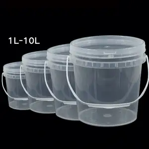 Cubos de plástico PP de embalaje de grado alimenticio transparente redondo con logotipo personalizado de fábrica 1000ml con tapas
