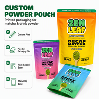 Sachet Doypack Rose Dégradé au Toucher Doux avec Fermeture Éclair pour Poudre de Matcha, Mélange de Boissons Superalimentaires et Suppléments