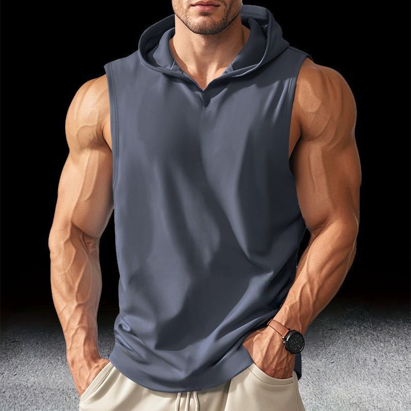 Gray hooded vest