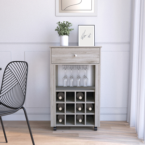 Bar Cart Bayamon Twelve Wine Cubbies Light Gray Finish Storage Cart - Product Image 1