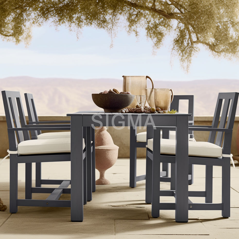 All Weather Garden Sets Hotel Patio Aluminum Armchair Aluminium  Dining  dining table set