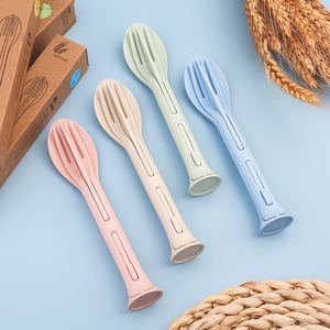 Nordic Style Portable Three-in-One Knife Fork Spoon <strong>Set</strong> Creative Student Gift <strong>Tableware</strong> with Matte Plastic <strong>Handle</strong> for Party - Product Image 3