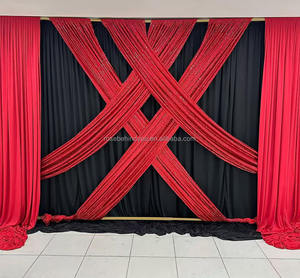 <span class=keywords><strong>Wedding</strong></span> Party <span class=keywords><strong>Hall</strong></span> Eventos Decoração Luxo Personalizado Esmeralda Vermelho Gelo Pano De Seda Contexto Cortina com ondulado Cortinas Decoração Do Evento - Product Image 5