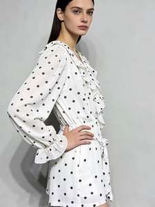 Robe élégante à volants et pois, <span class=keywords><strong>Romance</strong></span> française, douce et stylée - Product Image 2