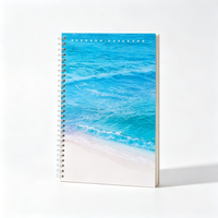 Carnet spirale A5, 65 feuilles, 80 g/m², thème plage océanique, 4 motifs, pages lignées, papeterie scolaire pour étudiants, vente en gros