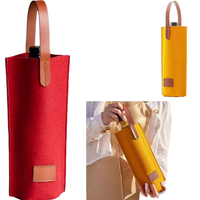 Bolsa de Vino de Fieltro y Cuero, Porta Botellas de Vino Individual, Bolso de Mano para Vino Tinto, Accesorios para Vinos, Decoración para Fiestas, Bolsa para Vino, Regalo de Navidad