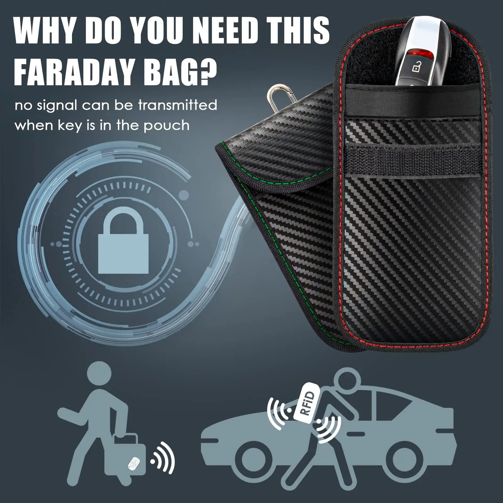 Carbon Fiber Faraday Key Fob Protector Compact Pocket Size Signal Blocking Faraday Pouch Car Key Wallets Faraday Bag