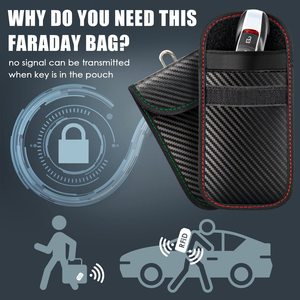 Compacto de fibra de carbono <span class=keywords><strong>Faraday</strong></span> Key Fob Protector PU de moda Car Key Wallets Bag con bloqueo de señal Pocket Size <span class=keywords><strong>Faraday</strong></span> Pouch - Product Image 3