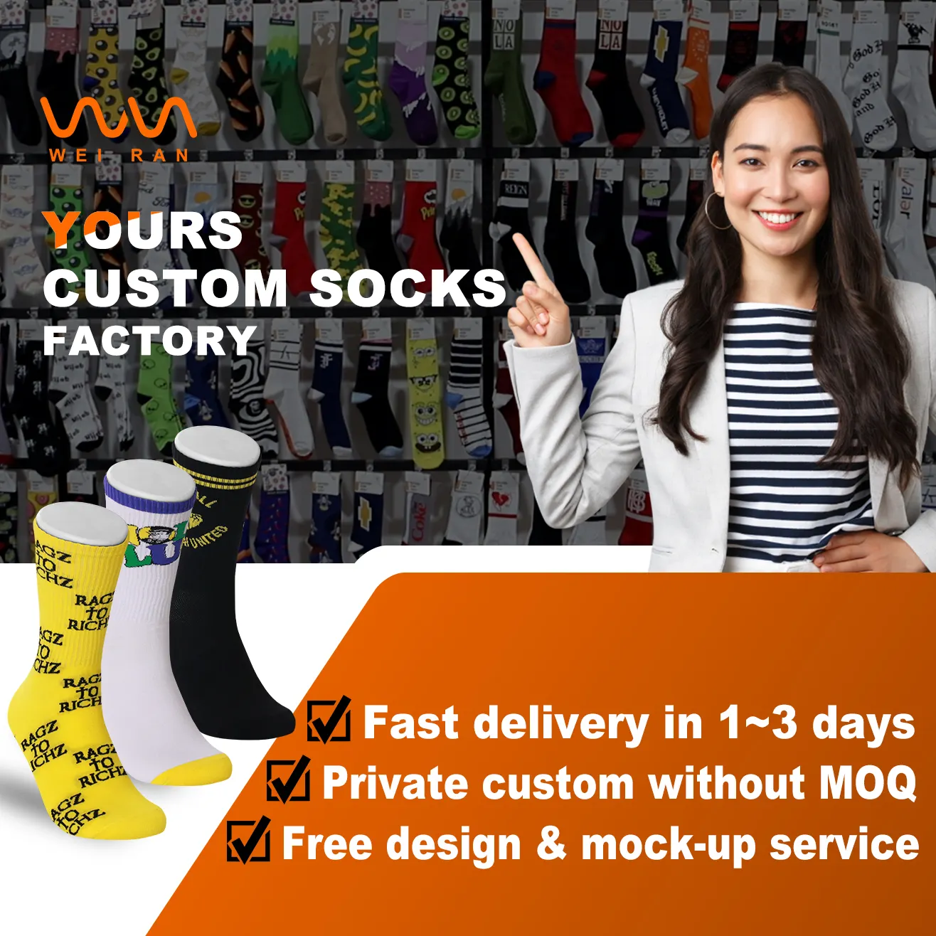 Fatto il tuo Logo calzini Design personalizzato modello colorato calzino Logo personalizzato Sox personalizzato cotone uomo calzino