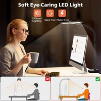 Lampe de bureau LED ABS style nordique, moderne et simple, avec abat-jour flexible de 80 cm, lampe électrique à col de cygne, lumière de lecture et d'étude protectrice pour les yeux