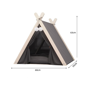 Tente élégante et confortable pour chat du fabricant, maison, <span class=keywords><strong>grand</strong></span> espace, <span class=keywords><strong>tipi</strong></span> en bois, coussin épais, solide, mode classique pour chiens et chats - Product Image 2