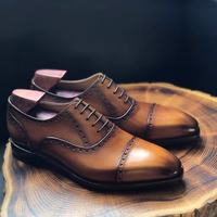 Chaussures de mariage pour homme, fabrication exquise, en cuir véritable marron, lacets, sur mesure, Goodyear Welted, faites à la main, respirantes