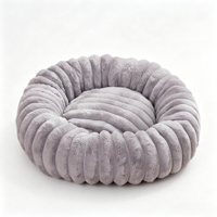 Coussin pour animaux de compagnie en fourrure de lapin de haute qualité, nid rond en peluche longue et chaude pour chats et chiens, utilisation hivernale