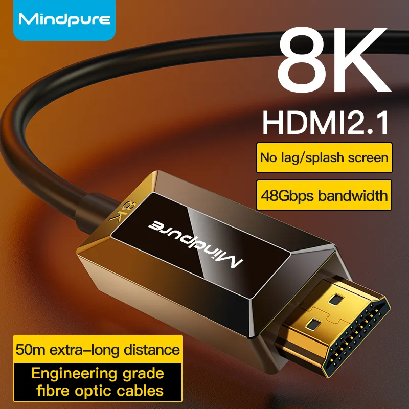 Mindpure Ultra HD HDTV kablo optik Fiber HDMI kablosu 60hz 4k 8k 2.1v 2.0 1M 1.5M 2M 3m 5M 10M 15M 20M 100 metre Ethernet ile