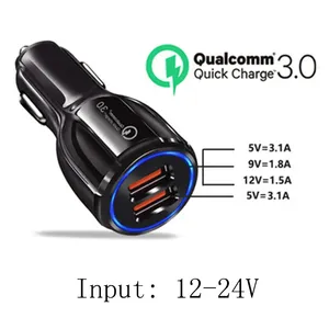 3.1A QC3.0 <b>12V</b> 24V Car Adapter <b>Socket</b> Splitter Cigarette Lighter with Dual USB Fast Charging Ports - Product Image 2