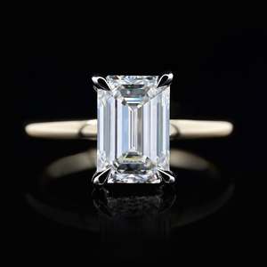 Anillo de Diamantes Cultivados en Laboratorio Personalizado, Oro de 14k, Corte Esmeralda, Joyería de Lujo para Mujer, RIZTA JEWELS, Diamantes Rellenos Color D, Anillo de Compromiso/Boda - Product Image 4