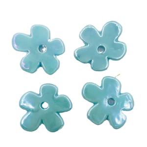 Perles de fleurs en céramique 36 mm, couleur AB plaquée, pour la fabrication de bijoux, perles en vrac - Product Image 3