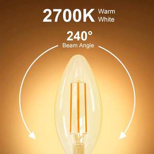 หลอดไฟแอลอีดีแอนเทล่า E14 4W 470LM 2700K หลอดไส้แก้วสีขาวอบอุ่น รูปทรง B11 - Product Image 6