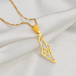 Collar con Colgante de Contorno del <span class=keywords><strong>Mapa</strong></span> de Israel de Inspire Jewelry, Hermoso Collar con Dije de Estrella de David Minimalista, Regalo Perfecto para Él y Ella - Product Image 1
