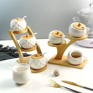 M 세라믹 참신한 디자인 양념통 세트 3개 주방 소금 설탕 보관용 가정용 - Product Image 2