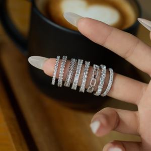 Dylam perhiasan halus klasik 925 perak murni pita keabadian persegi 5A CZ kubik zirkonia janji cincin pertunangan pengantin - Product Image 3