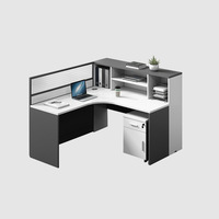 Ensemble de bureaux et chaises de direction en bois automatique de style contemporain, en forme de L, à 4 postes, avec cloisons, pour le personnel financier, usage commercial