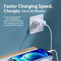 Chargeur USB-C Tommox 20W Type C pour adaptateur Apple 20W Chargeur Type C Adaptateur iPhone original 20W Chargeur original à charge rapide